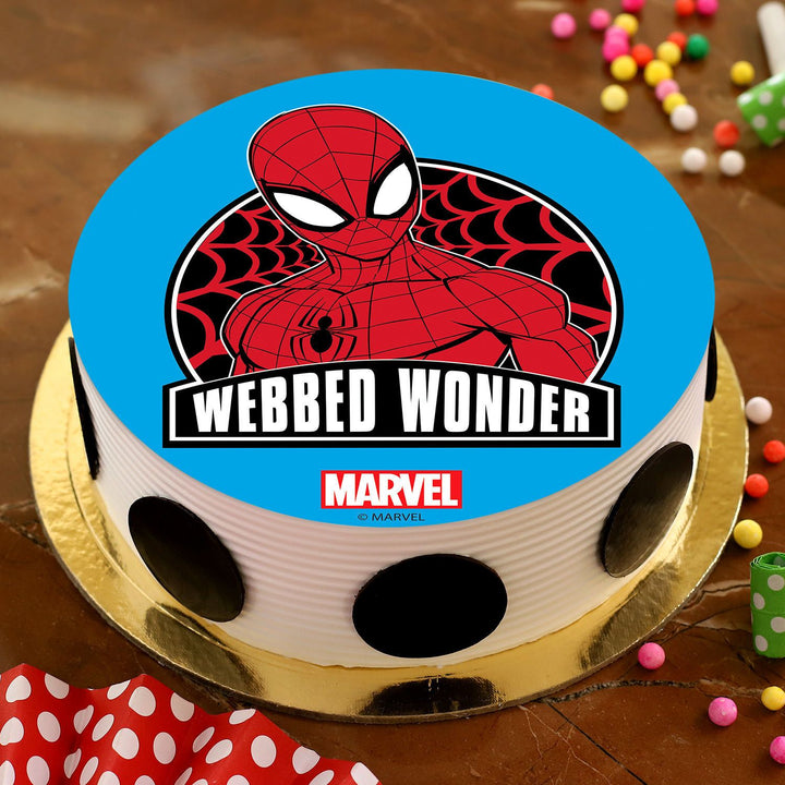 Marvel Spiderman Pineapple Photo Cake