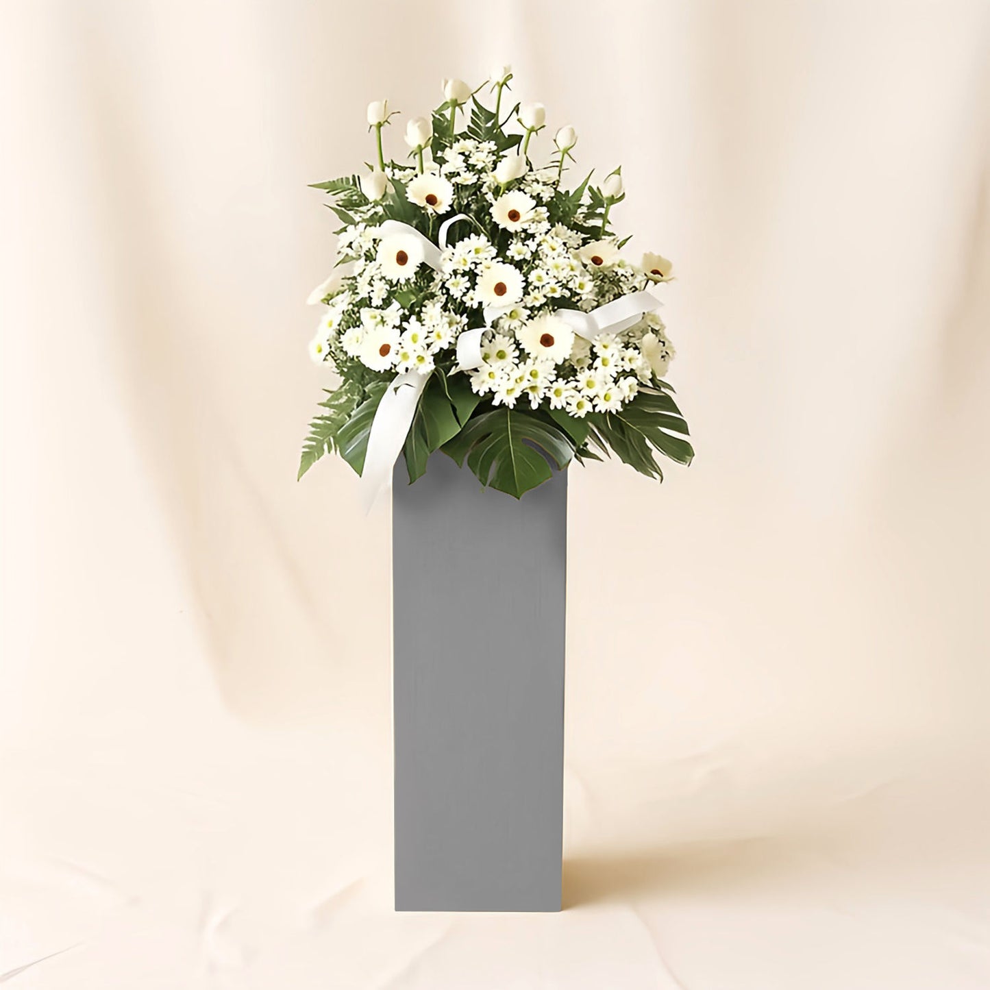 Serene Mixed Flowers Brown Stand Arrangement