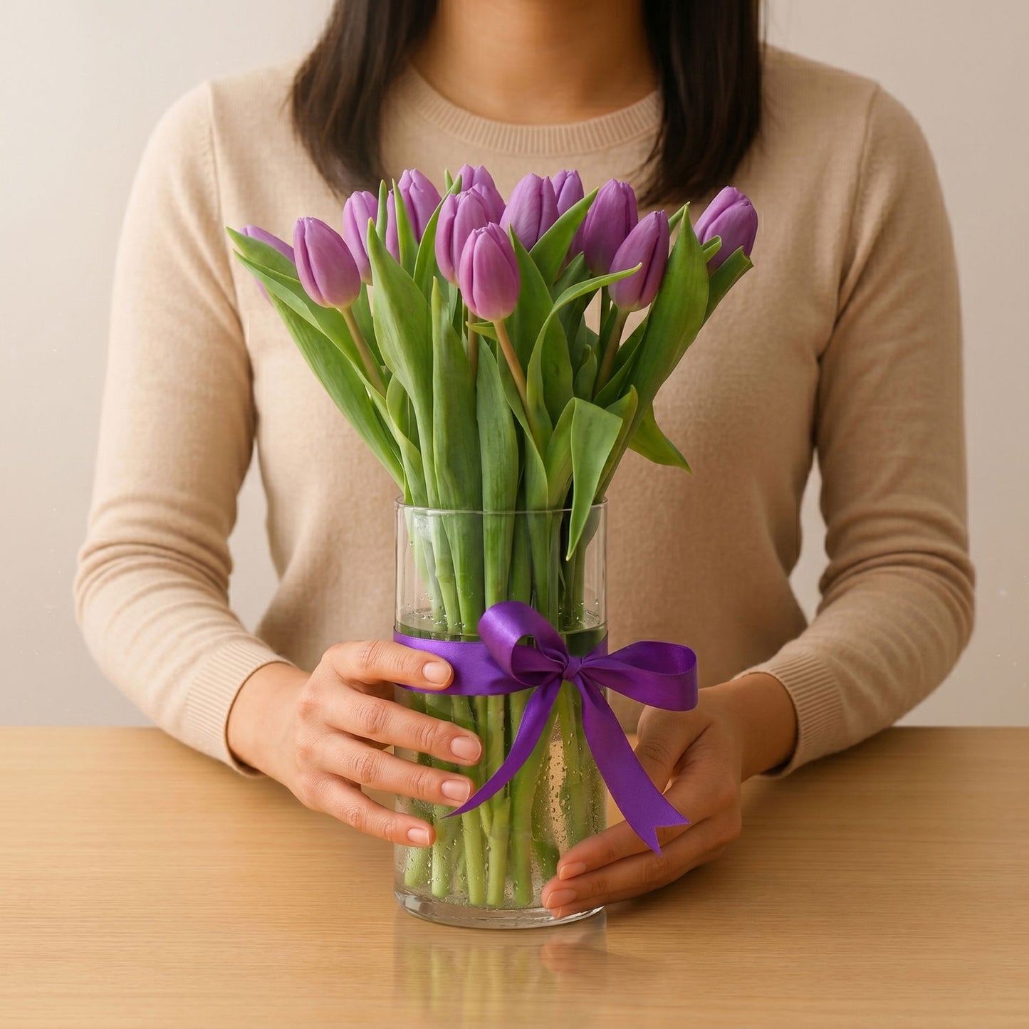 10 Purple Tulip Arrangement