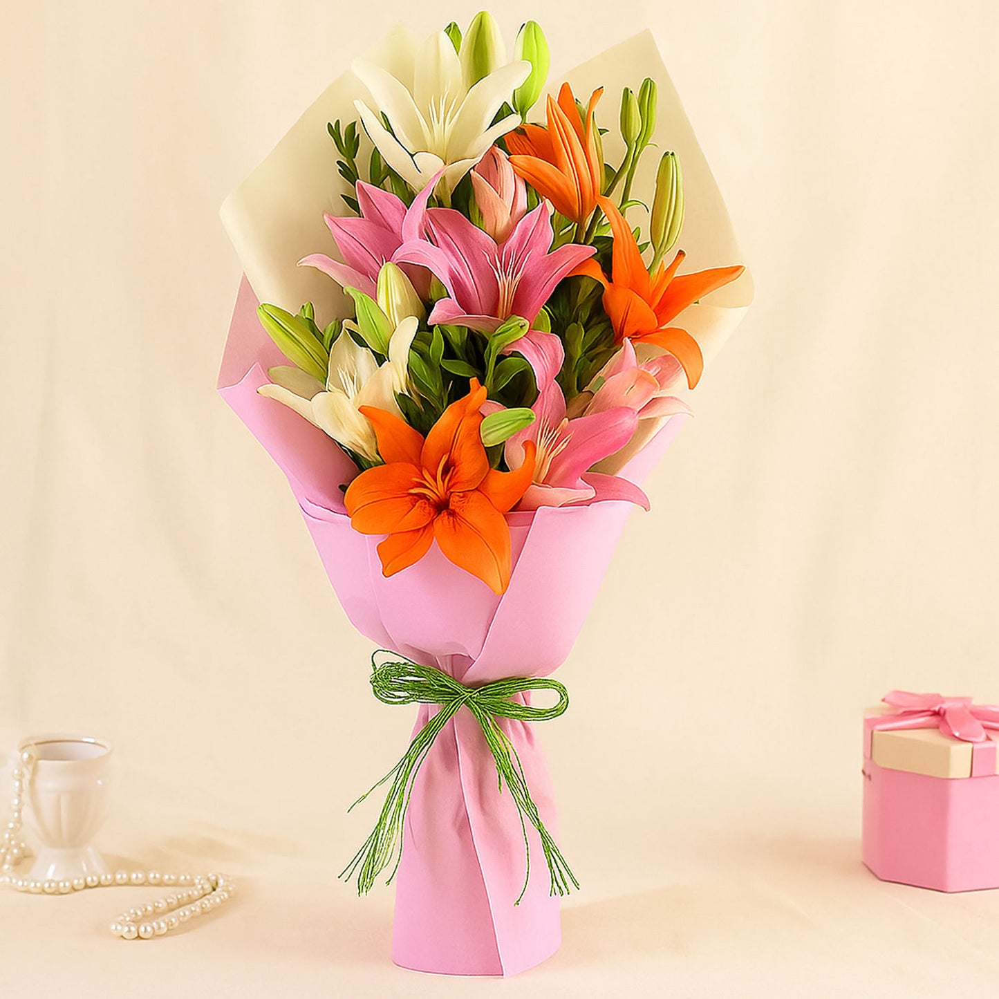 Attractive Mixed Asiatic Lilies Bunch