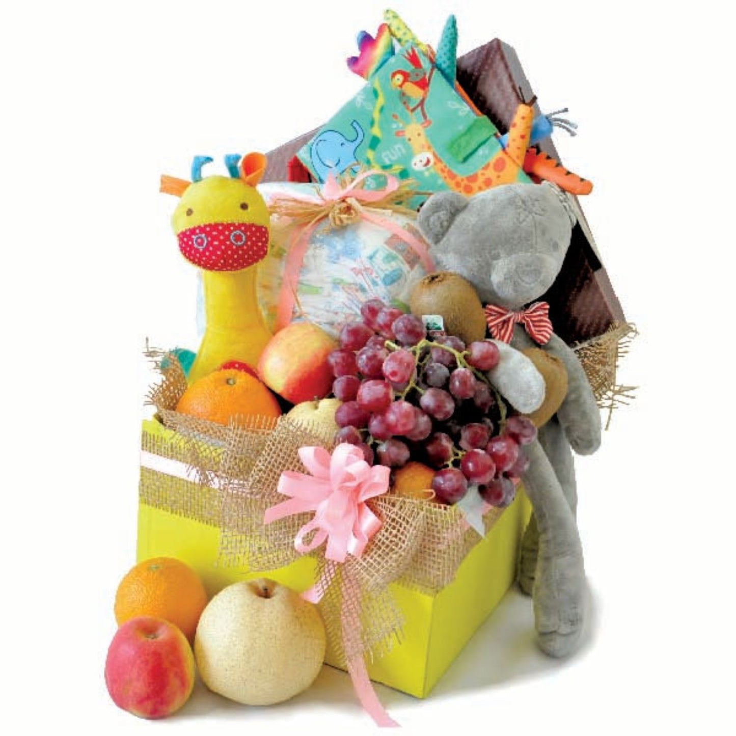 Baby Playbook And Bear Soft Toy Hamper For New Born