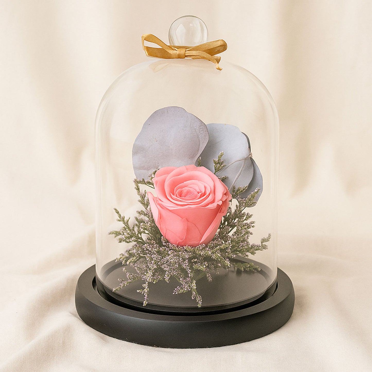 Beautiful Forever Rose In Glass Dome- Pink