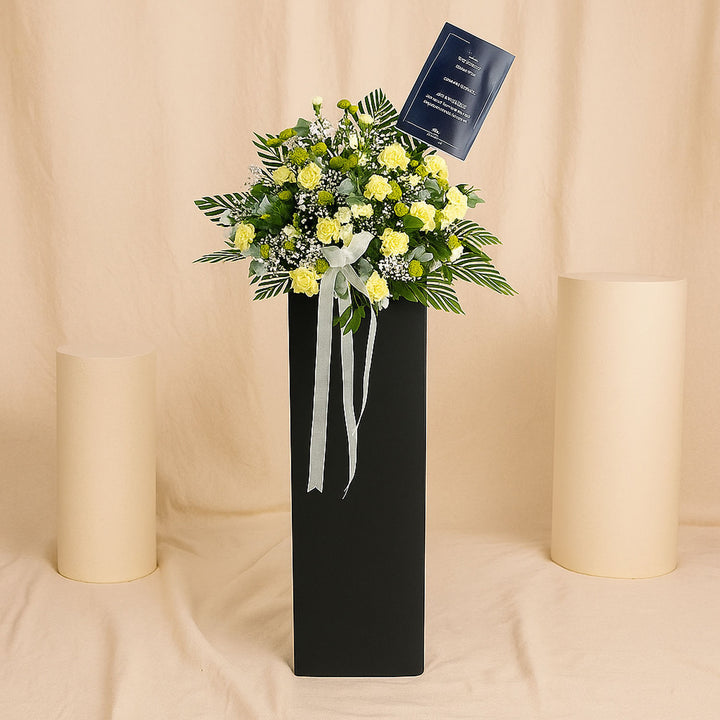 Bless Your Soul Condolence Mixed Flowers Black Stand