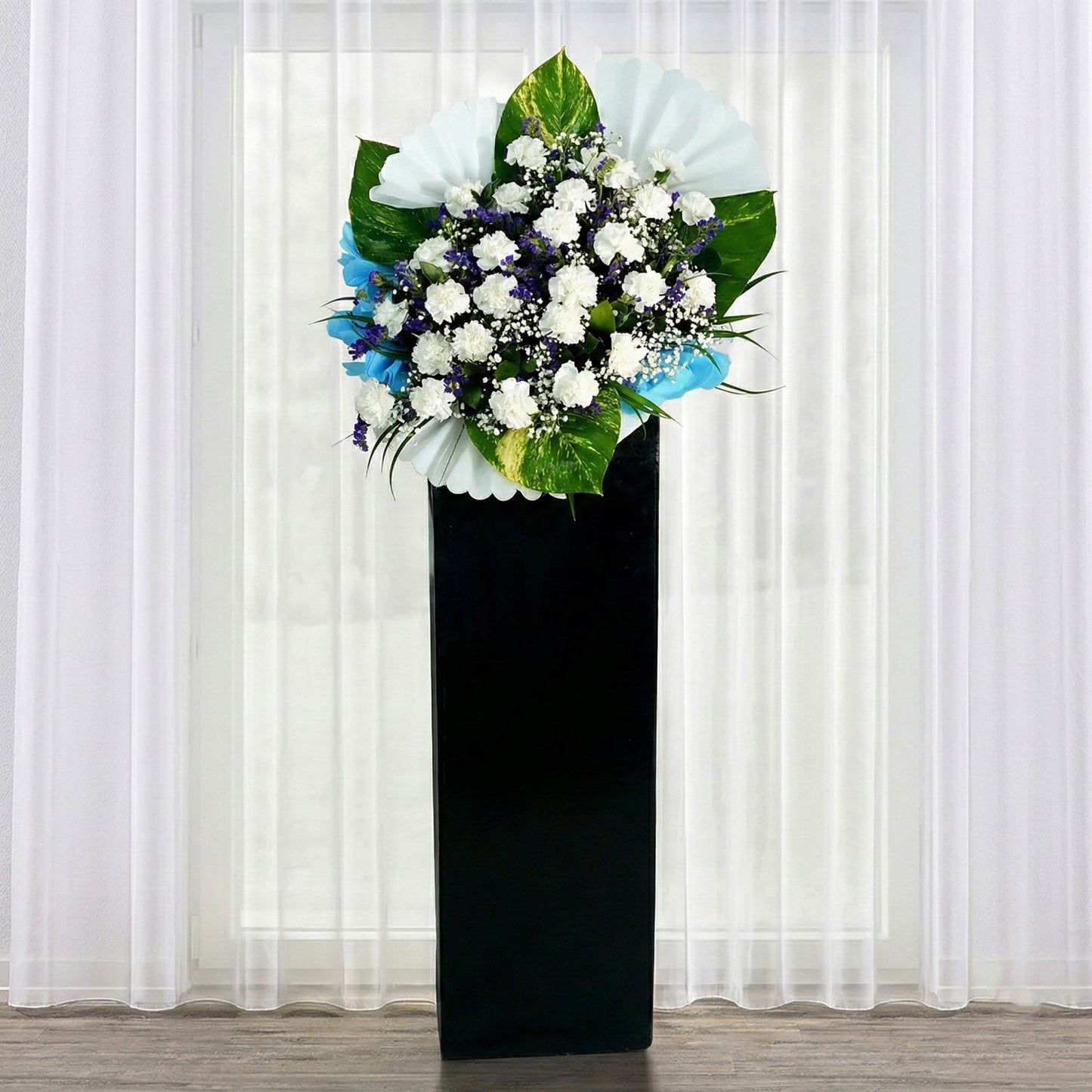 Blessed Soul Condolence Mixed Flowers Black Stand