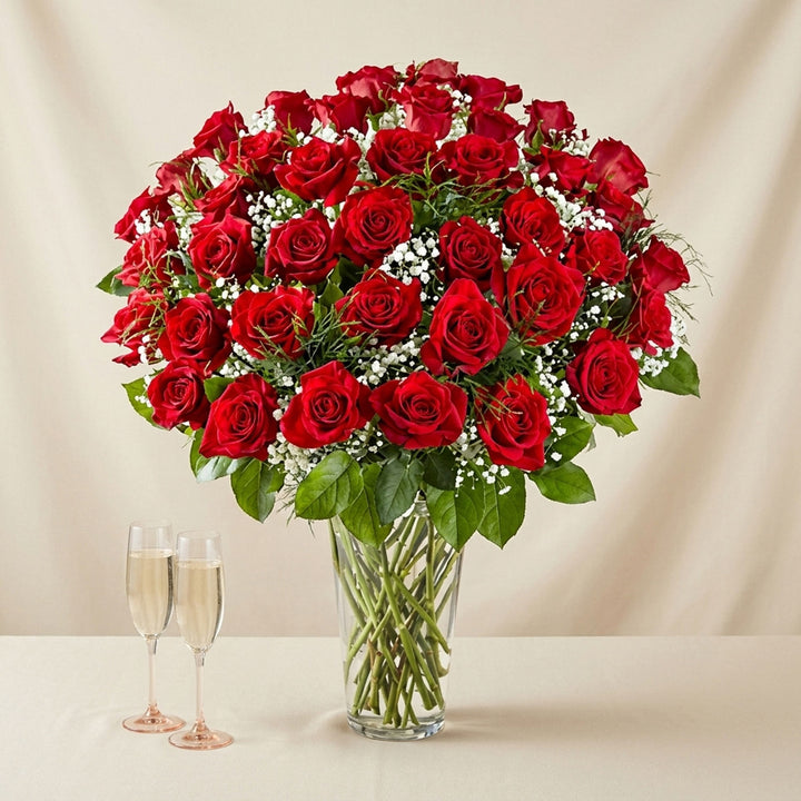 Bunch of 50 Scarlet Red Roses