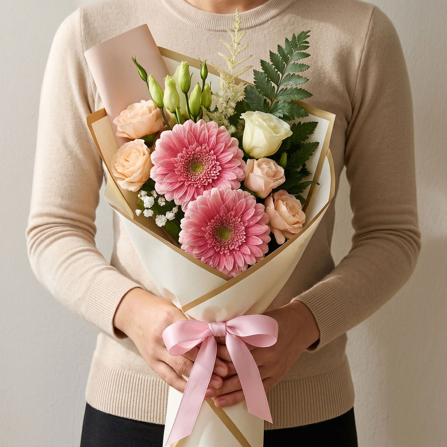 Dignified Mixed Flowers Hand Bouquet