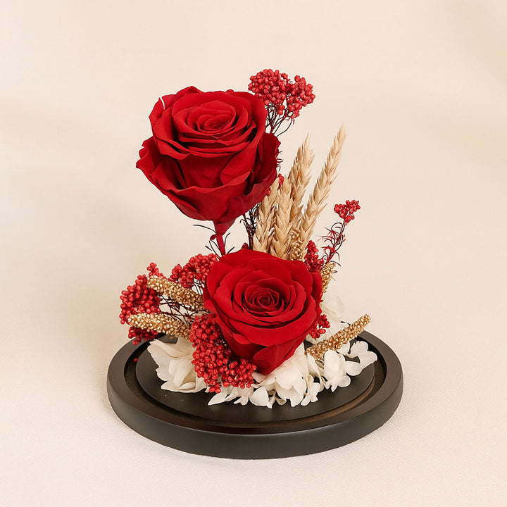 Dual Red Forever Roses in Dome