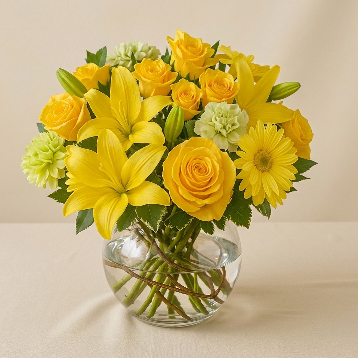 Happy Flowers In Bowl Arrangement
