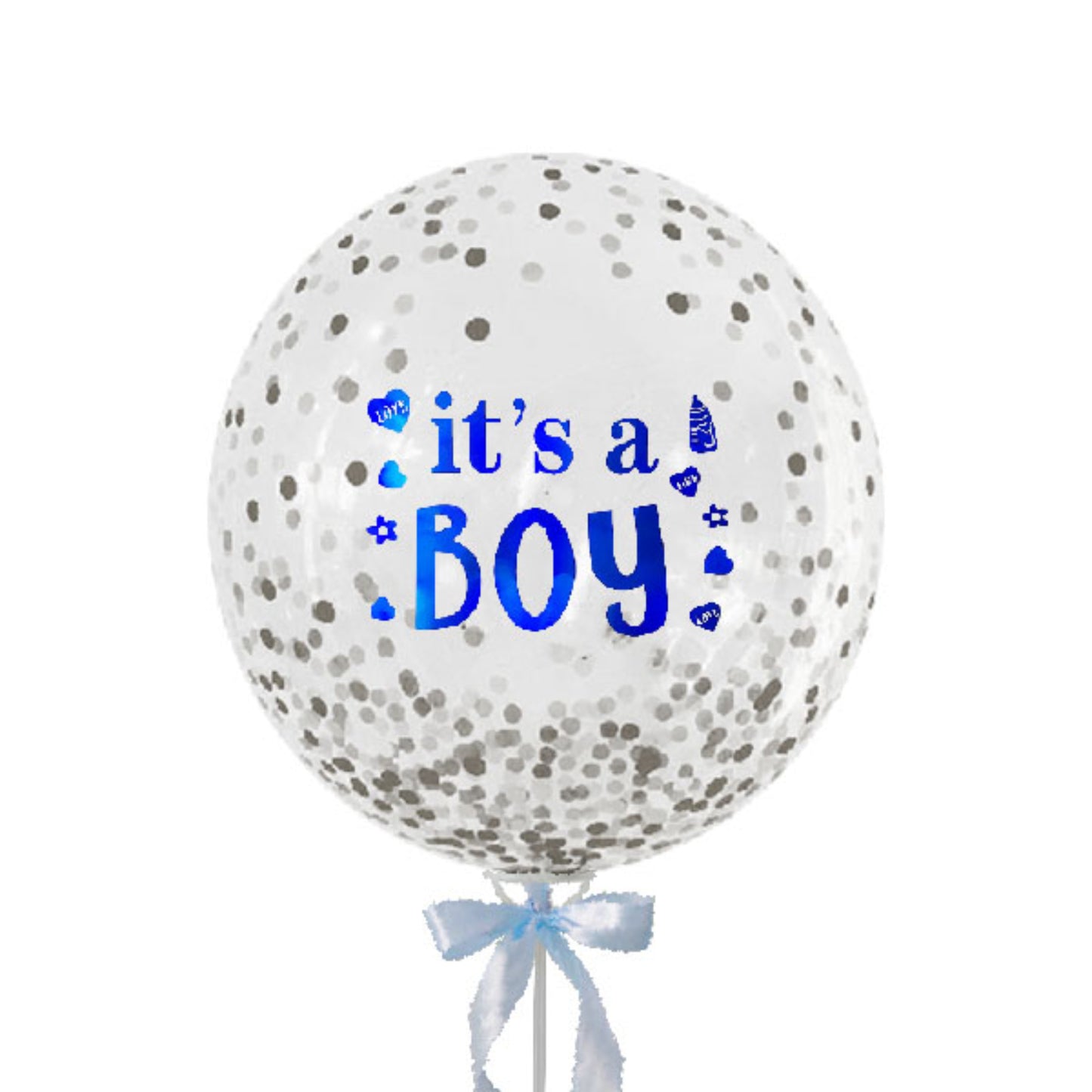 Its A Boy Glitter Confetti Balloon
