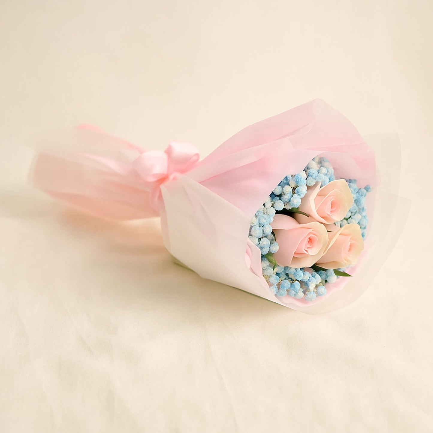 Lovely Pink Rose Baby Breath Bouquet