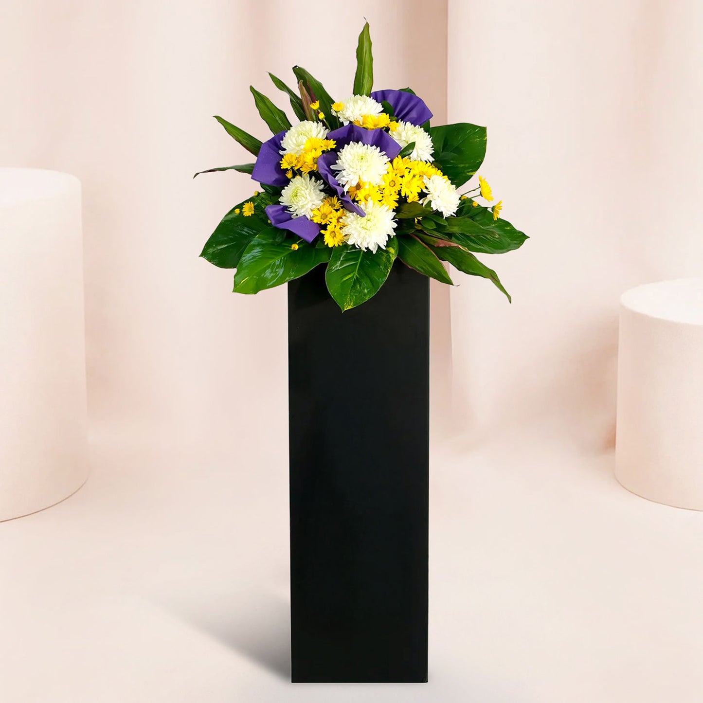Reverence Condolence Mixed Flowers Black Stand