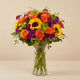 Vibrant Mixed Flowers Glass Vase